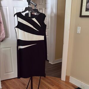 Evan Picone Black and White Midi Dress